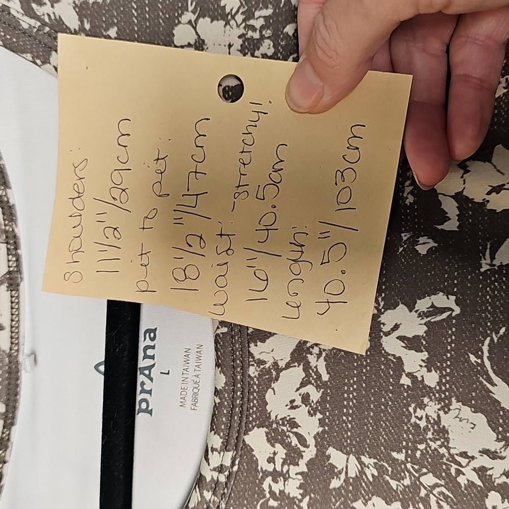 Prana L Olive Green and Cream Floral Dress - Picture 2 of 12